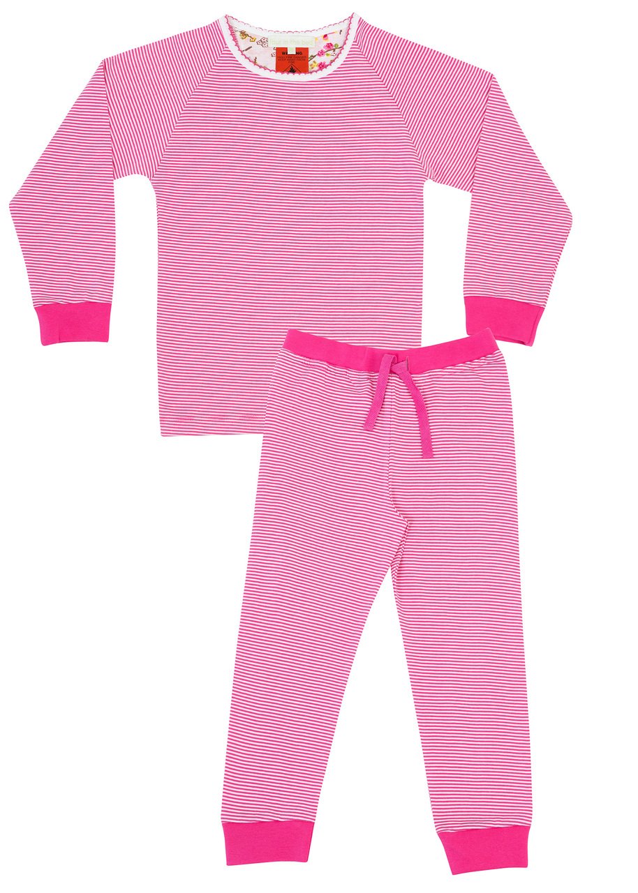 Girls 100% jersey cotton winter pyjamas - Raspberry stripe