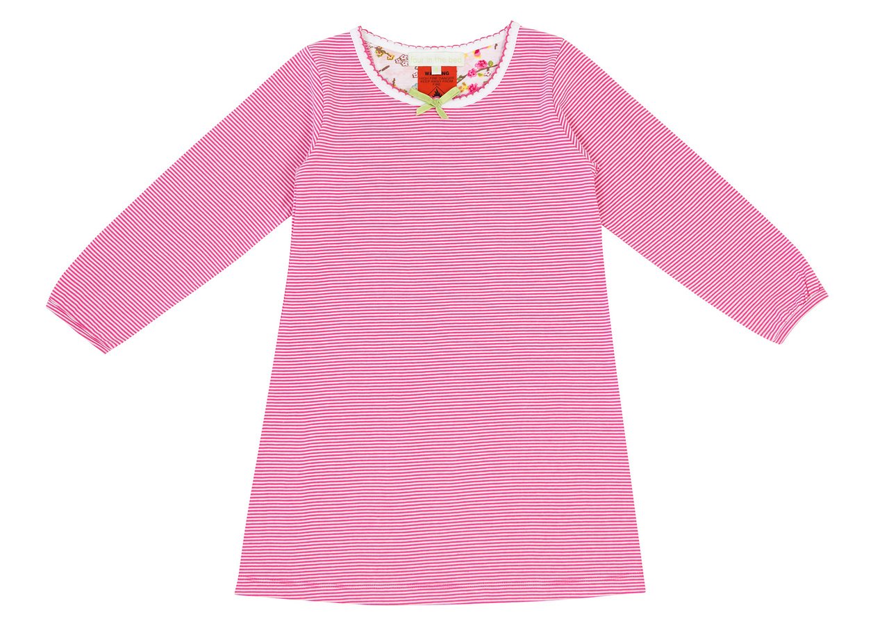 Girls 100% jersey cotton winter nightie - Raspberry stripe