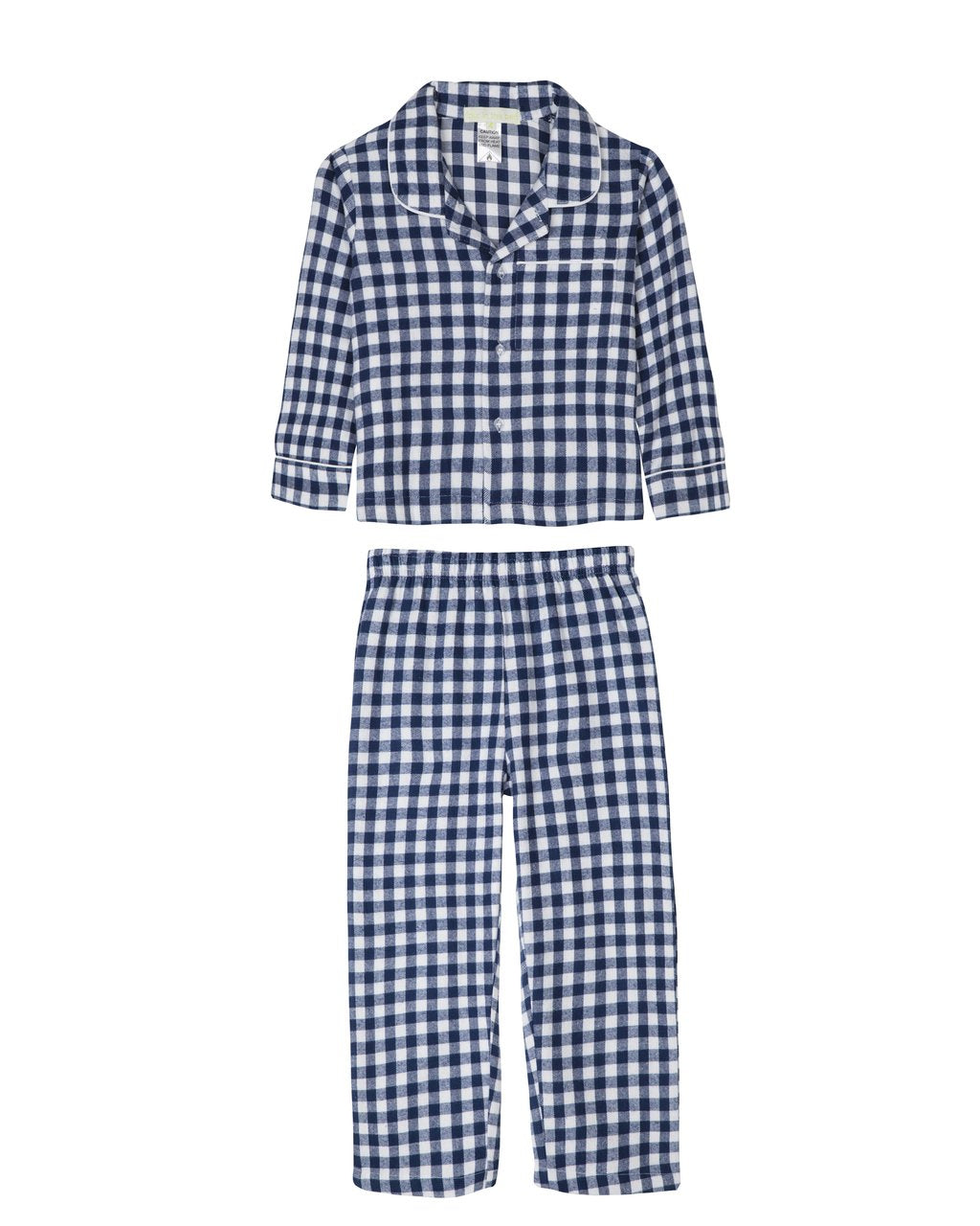 Boys 100% woven cotton flannel winter pyjamas - Classic navy gingham check
