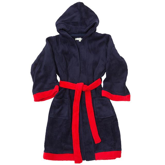 Boys soft micro-fleece winter robe - Navy and red
