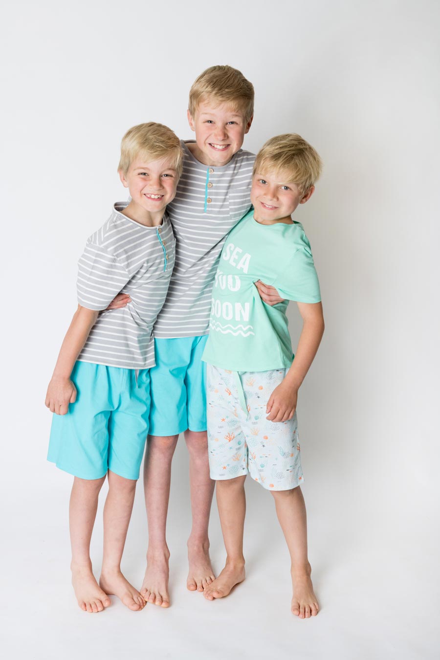 Boys 100% jersey cotton summer pyjamas - Aqua sea you soon