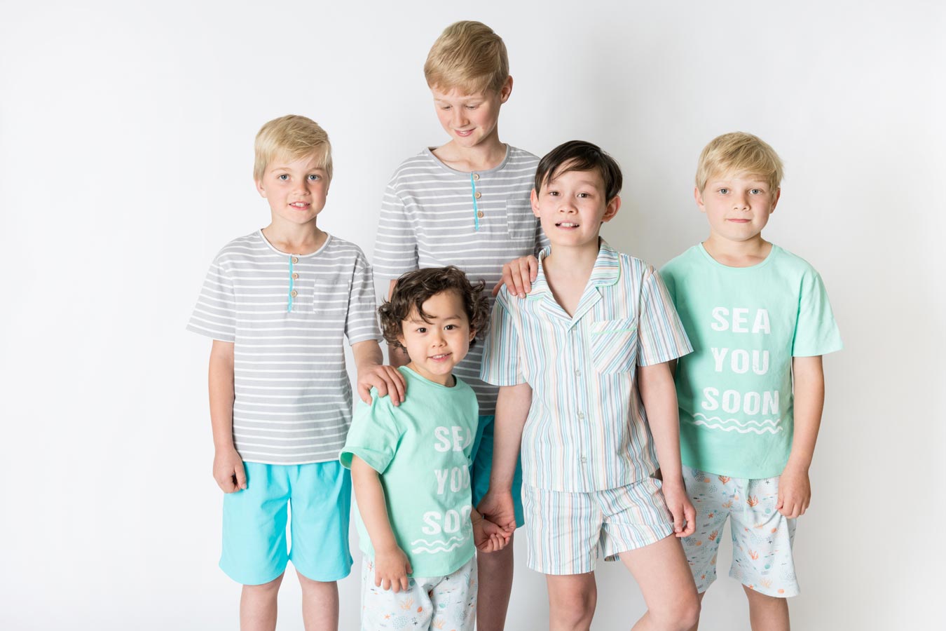 Boys 100% jersey cotton summer pyjamas - Aqua sea you soon