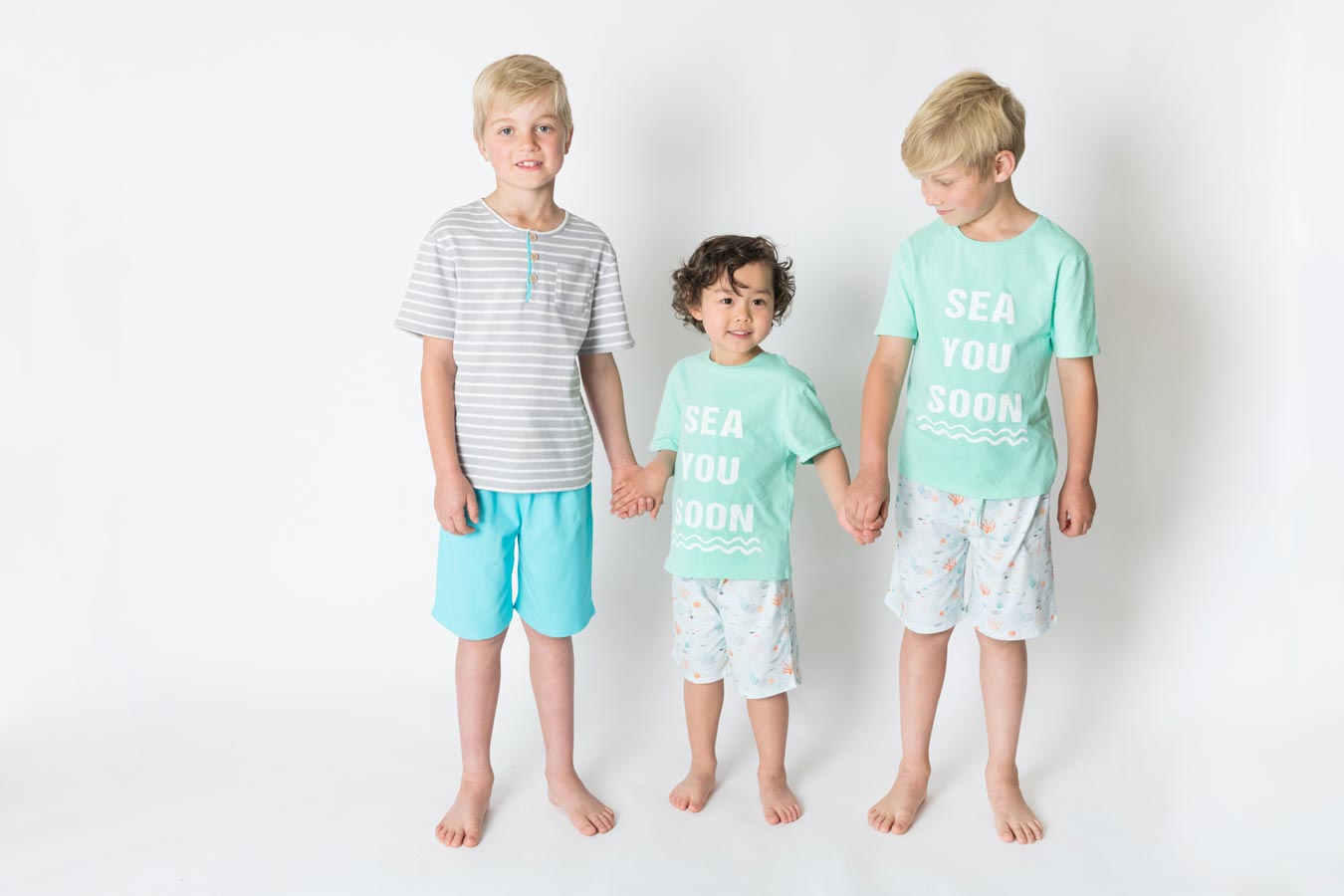 Boys 100% jersey cotton summer pyjamas - Aqua sea you soon