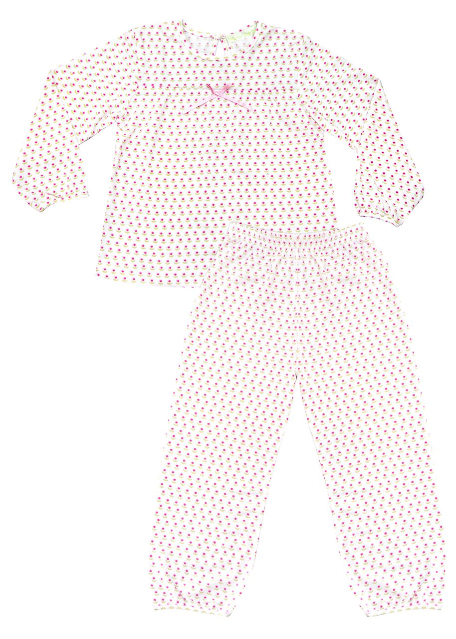 Girls 100% Jersey Cotton Winter Pyjamas - Pink Hobby Floral
