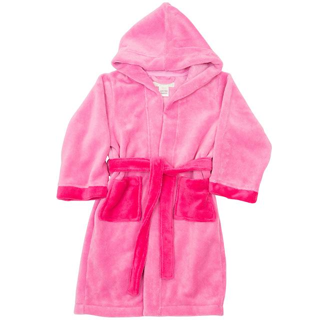 Girls soft micro-fleece winter robe - Pink on pink