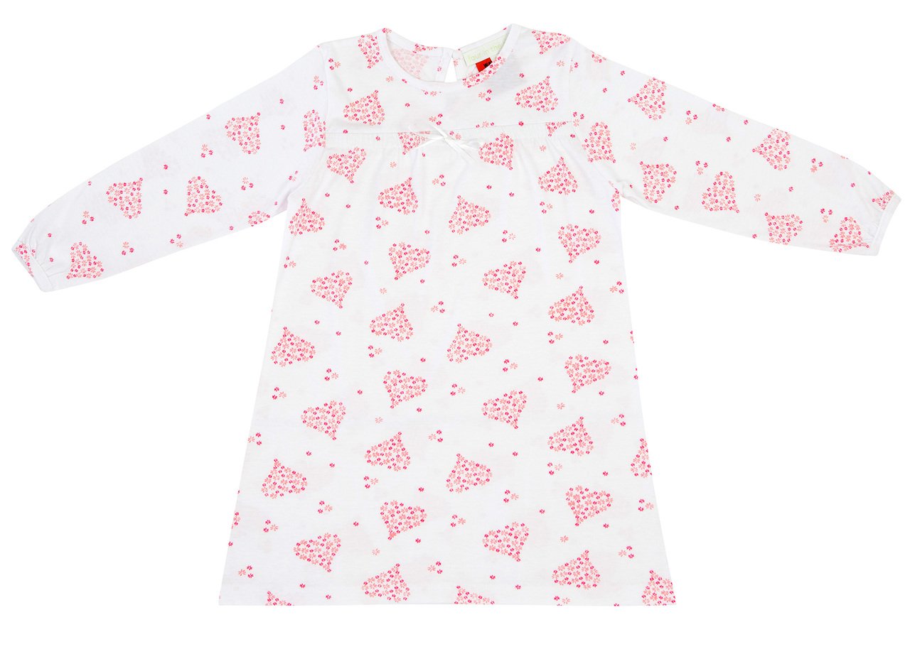 Girls 100% jersey cotton winter nightie - Pink hearts