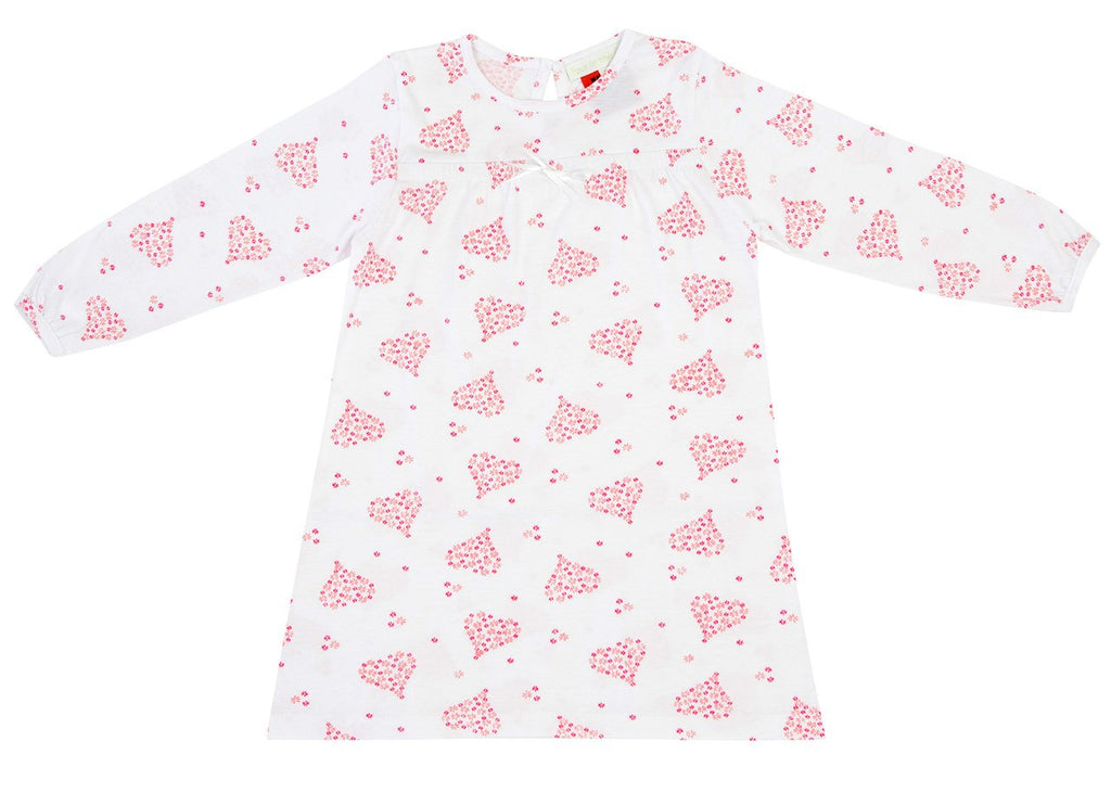 Girls 100 jersey cotton winter nightie Pink hearts Four In The Bed Sleepwear