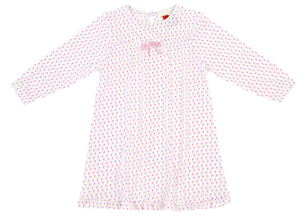 Girls 100% jersey cotton winter nightie - Pink hobby floral