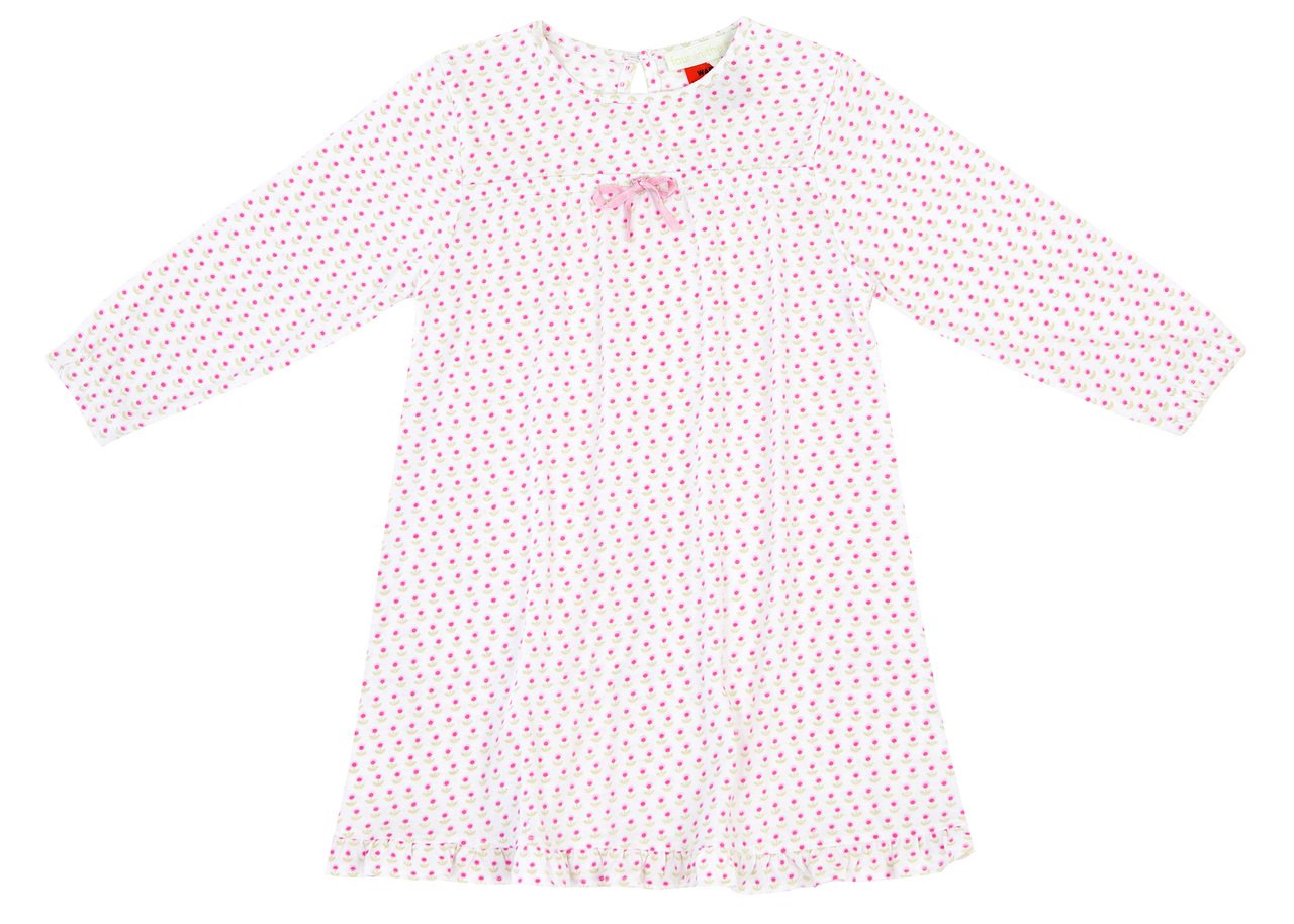 Girls 100% Jersey Cotton Winter Nightie - Pink Hobby Floral