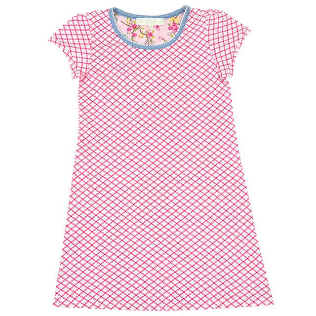 Girls 100% jersey cotton summer nightie - Pink geometric